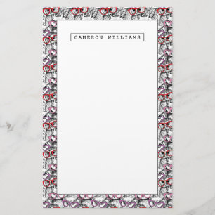 Owl Eyeglasses Pattern Add Your Name Stationery