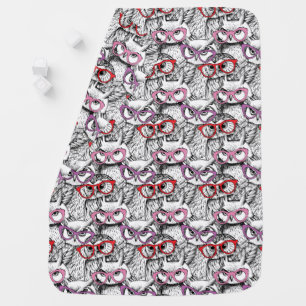 Owl Eyeglasses Pattern Baby Blanket
