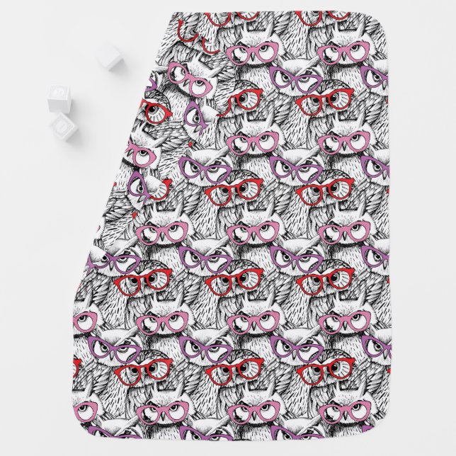 Owl Eyeglasses Pattern Baby Blanket (In Situ)