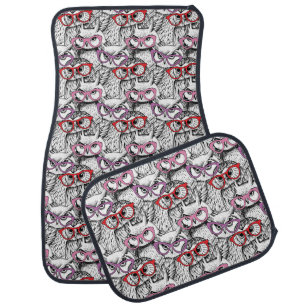 Owl Eyeglasses Pattern Car Floor Mat