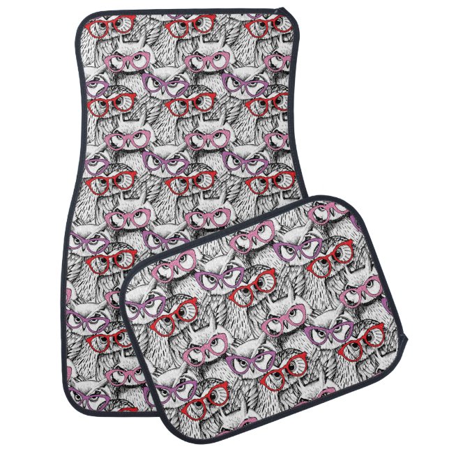Owl Eyeglasses Pattern Car Floor Mat (Set)
