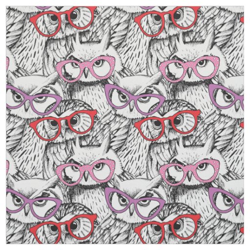 Owl Eyeglasses Pattern Fabric