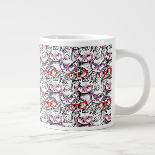 Owl Eyeglasses Pattern Giant Coffee Mug (Right)