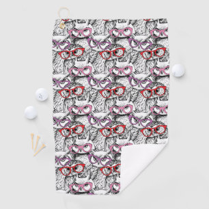 Owl Eyeglasses Pattern Golf Towel