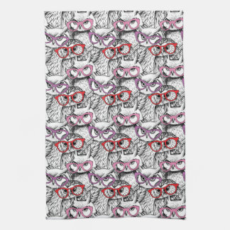 Owl Eyeglasses Pattern Kitchen Towel