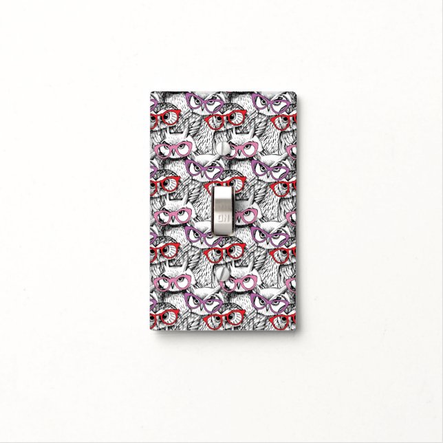 Owl Eyeglasses Pattern Light Switch Cover (In Situ)