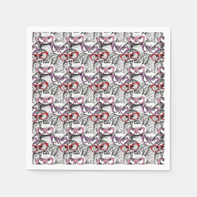 Owl Eyeglasses Pattern Napkins (Front)