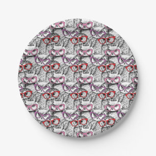 Owl Eyeglasses Pattern Paper Plates
