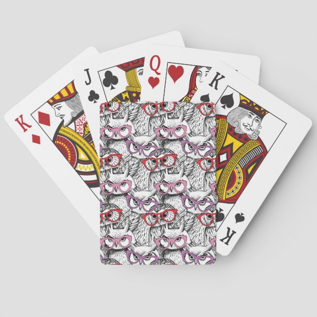 Owl Eyeglasses Pattern Poker Cards (Back)