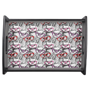Owl Eyeglasses Pattern Serving Tray