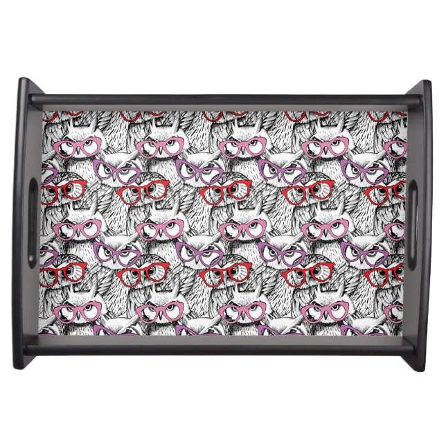 Owl Eyeglasses Pattern Serving Tray (Front)