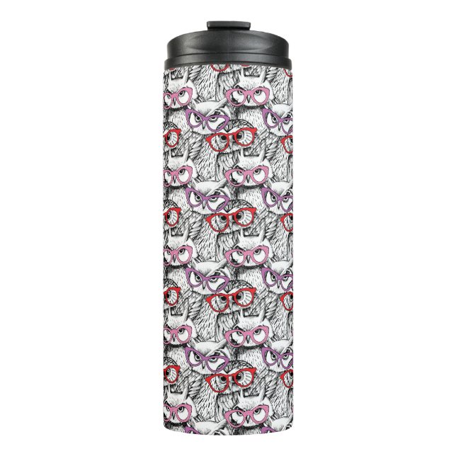 Owl Eyeglasses Pattern Thermal Tumbler (Front)
