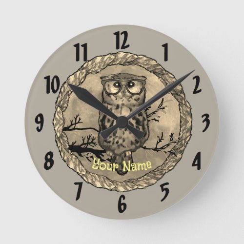 Owl Eyes custom name Clock