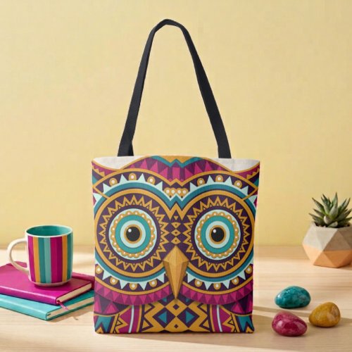 Owl Eyes Folk Art  Tote Bag
