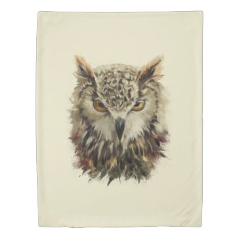 Owl Face Grunge (1 Side) Twin Duvet Cover by FantasyPillows at Zazzle
