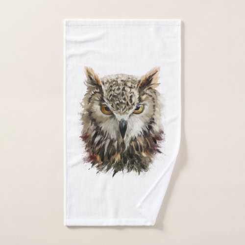 Owl Face Grunge Hand Towel