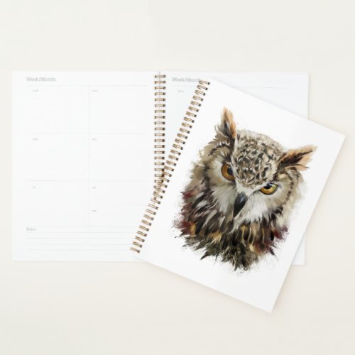 Owl Face Grunge Spiral Planner