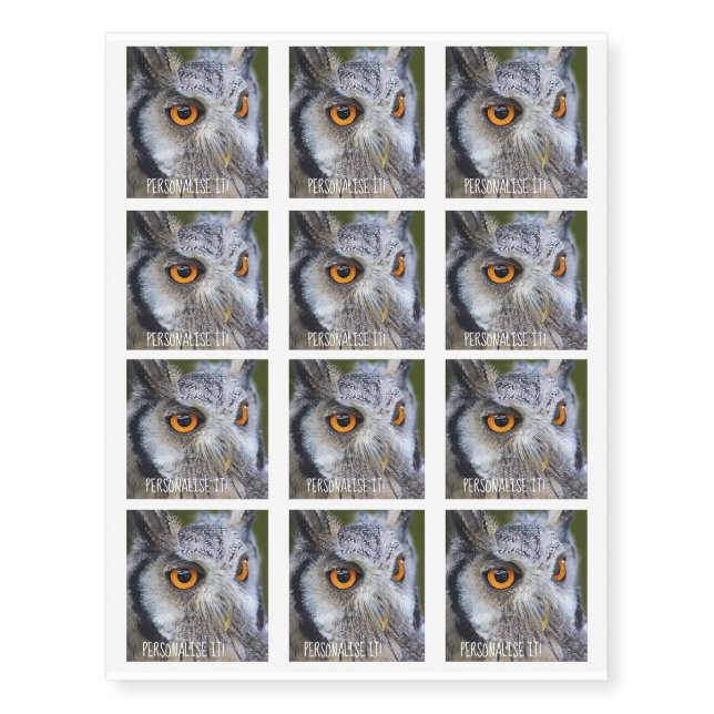 OWL face Temporary Tattoos (Front)