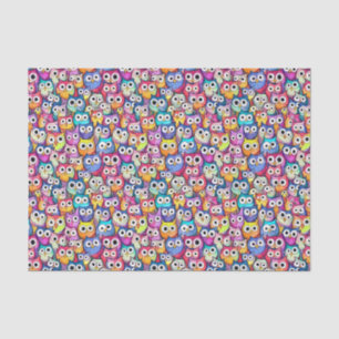 Owl faces cartoon birds pattern raptor night owls tissue paper