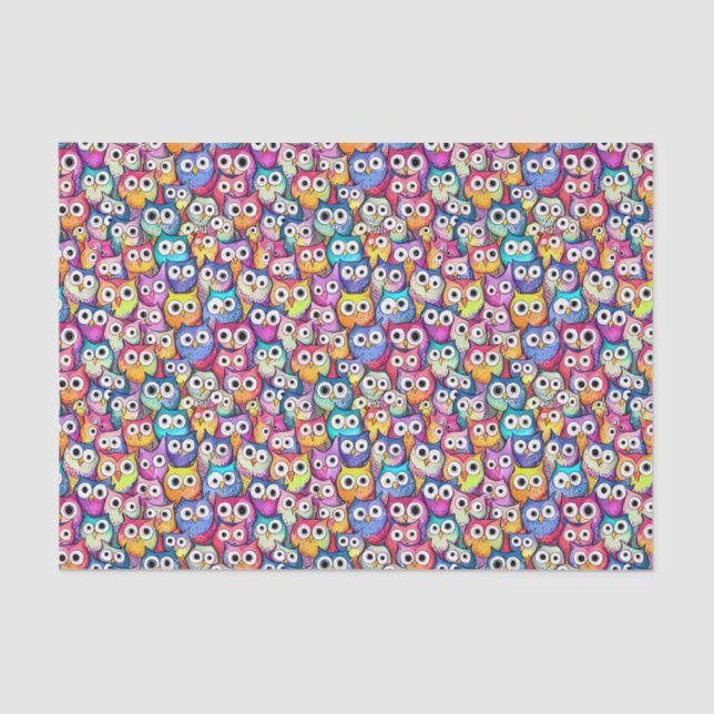 Owl faces cartoon birds pattern raptor night owls  tissue paper (Front)