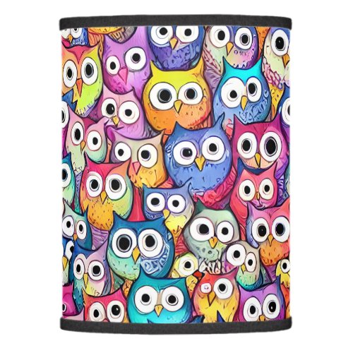 Owl faces cartoon doodle whimiscal cute pattern lamp shade