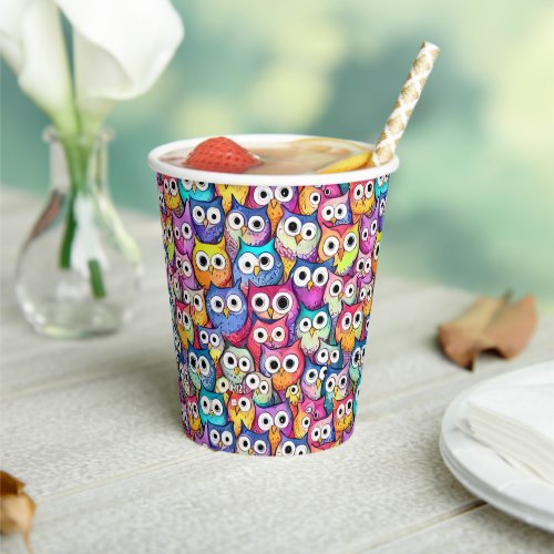 Owl faces cartoon pattern whisical baby shower paper cups