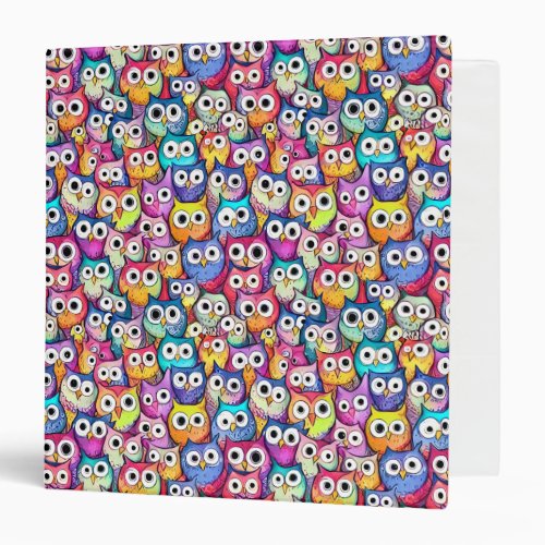 Owl faces theme doodle cartoon pattern birds 3 ring binder