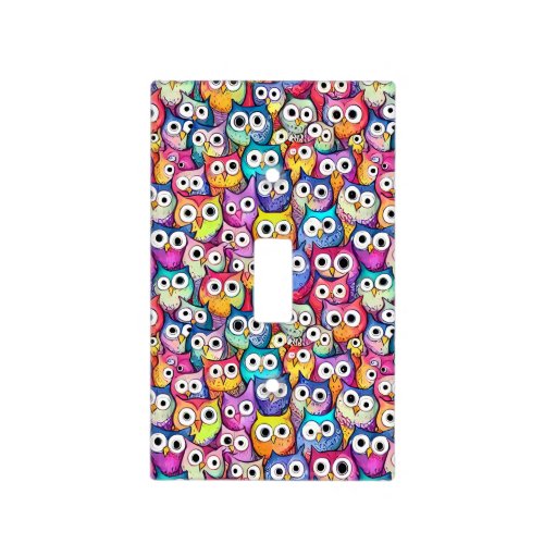 Owl faces woodland birds pattern monogram wall light switch cover