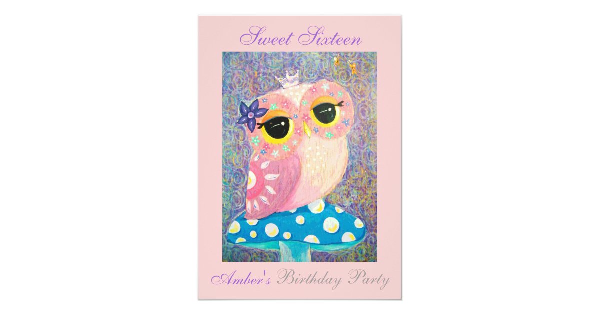 Owl Fairy Princess Sweet Sixteen Birthday Party Card Zazzle owl-fairy-princess-sweet-sixteen-birthday-party-card-zazzle