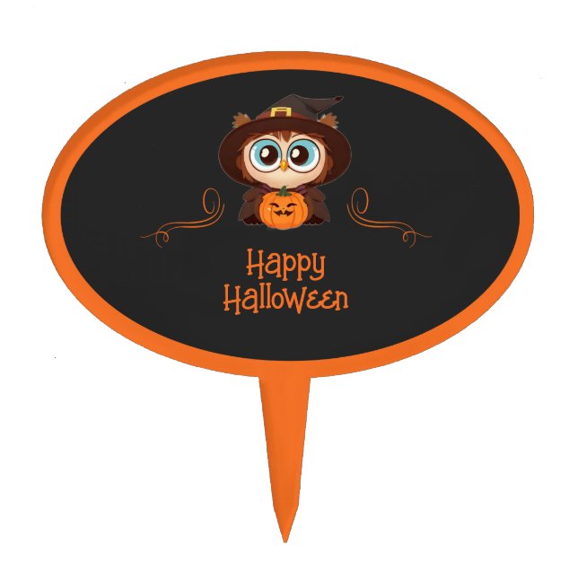 Owl/Fall/Autumn/Halloween/pumpkin Cake Topper (Front)