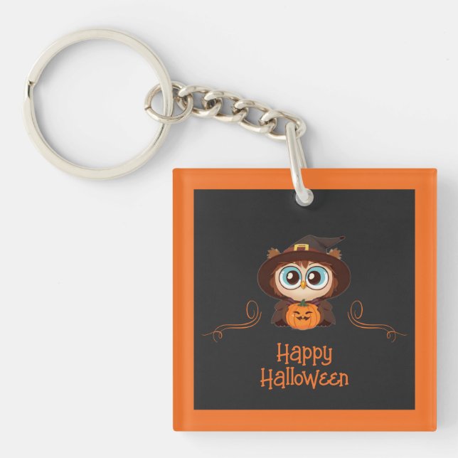 Owl/Fall/Autumn/Halloween/pumpkin Keychain (Front)