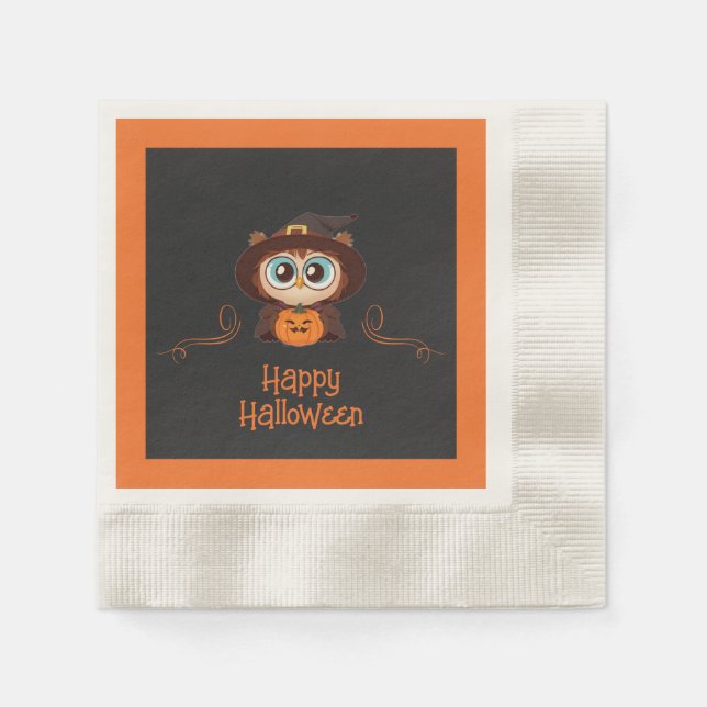 Owl/Fall/Autumn/Halloween/pumpkin Napkins (Front)