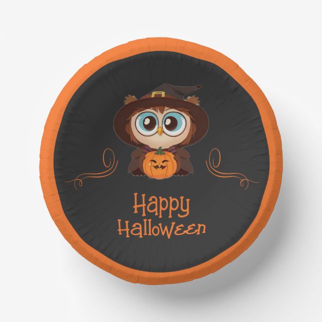 Owl/Fall/Autumn/Halloween/pumpkin Paper Bowls (Front)