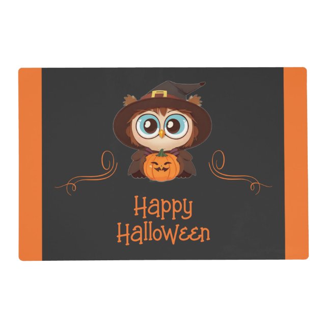 Owl/Fall/Autumn/Halloween/pumpkin Placemat (Front)