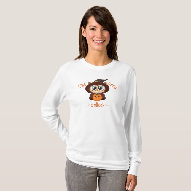 Owl/Fall/Autumn/Halloween/pumpkin T-Shirt (Front Full)