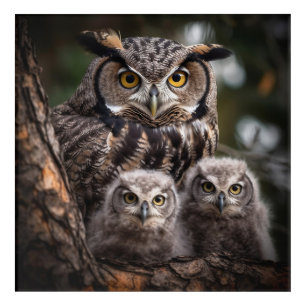 Owl Family Acrylic Wall Art