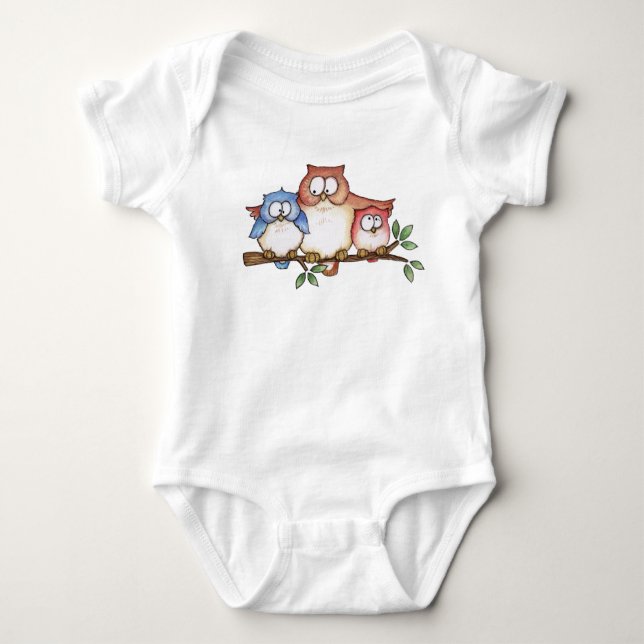 Owl Family Baby Bodysuit (Front)