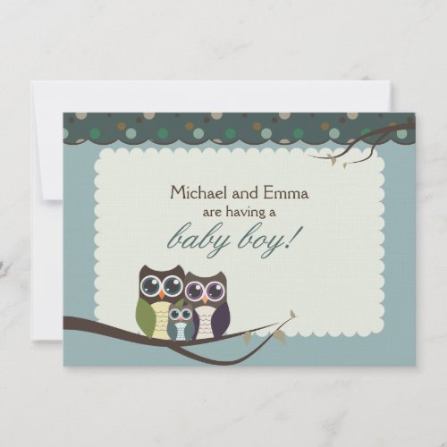 Owl Family Baby Shower for Boy Personalized Invitations