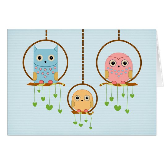 Owl Family Card (Front Horizontal)