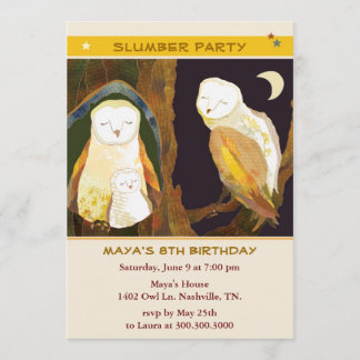 Owl Family Kids Slumber Party Invitation