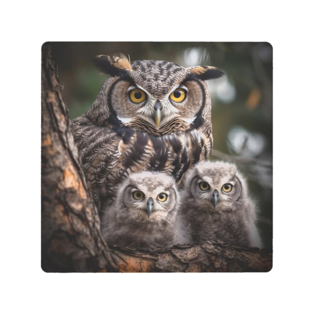 Owl Family Metal Wall Art (Front)
