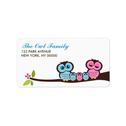 Owl Family Return Address Labels