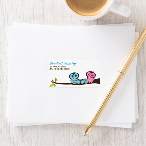 Owl Family Return Address Labels