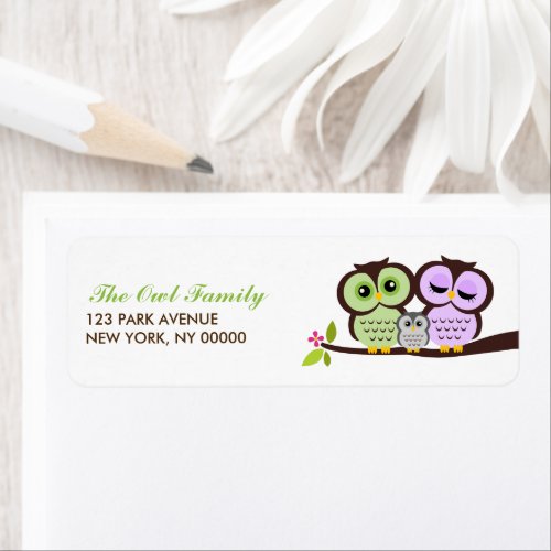 Owl Family Return Address Labels