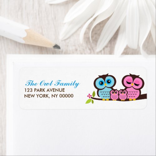 Owl Family Return Address Labels