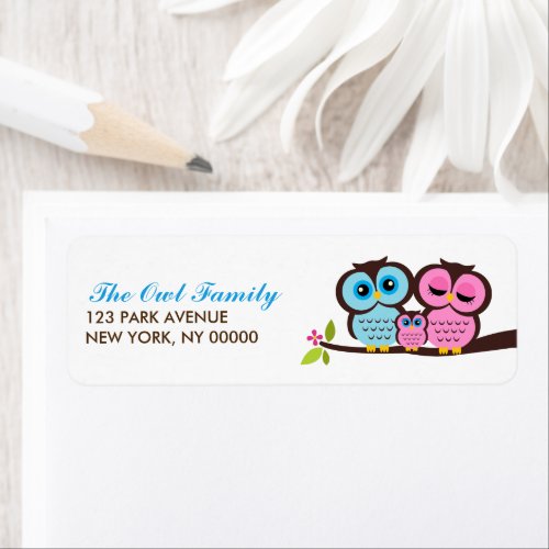 Owl Family Return Address Labels