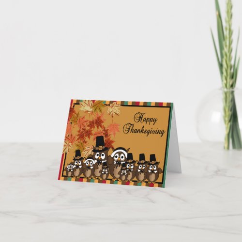 Owl Family Thanksgiving Holiday Card