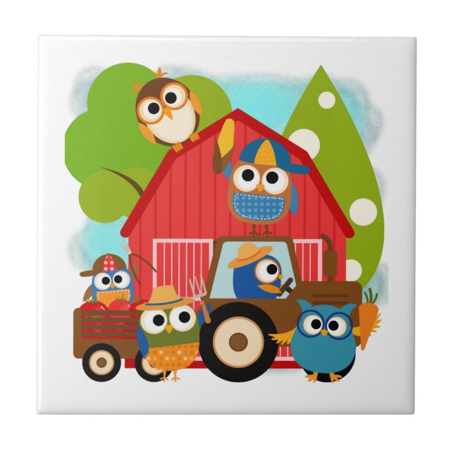 Owl Farmers Ceramic Tile (Front)