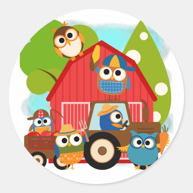 Owl Farmers Classic Round Sticker (Front)