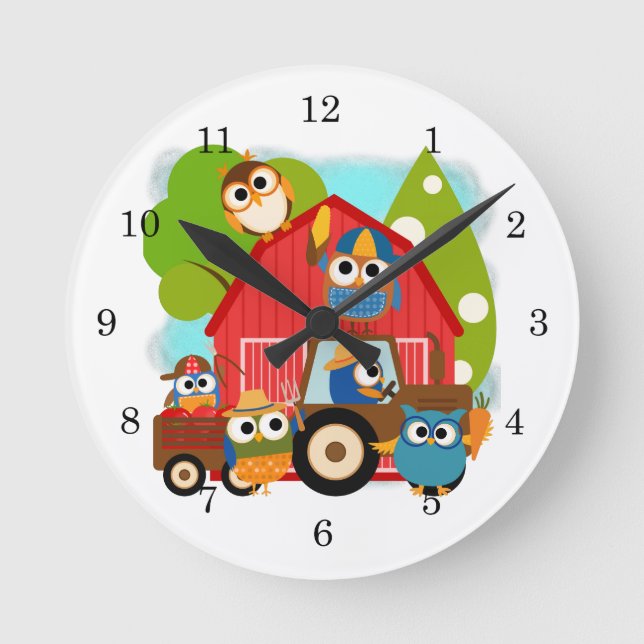 Owl Farmers Round Clock (Front)